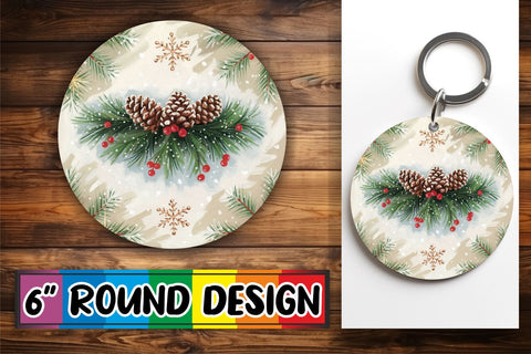 15x Keychain Round Design Bundle Set , Christmas Sublimation afrosvg 