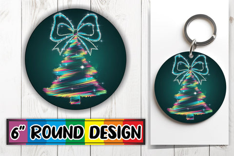15x Keychain Round Design Sublimation , Neon Xmas Sublimation afrosvg 