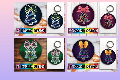15x Keychain Round Design Sublimation , Neon Xmas Sublimation afrosvg 