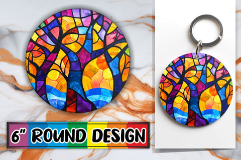 15x Keychain Round Design Sublimation , Stained Glass Sublimation afrosvg 