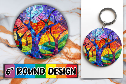 15x Keychain Round Design Sublimation , Stained Glass Sublimation afrosvg 