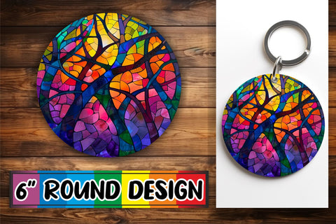 15x Keychain Round Design Sublimation , Stained Glass Sublimation afrosvg 