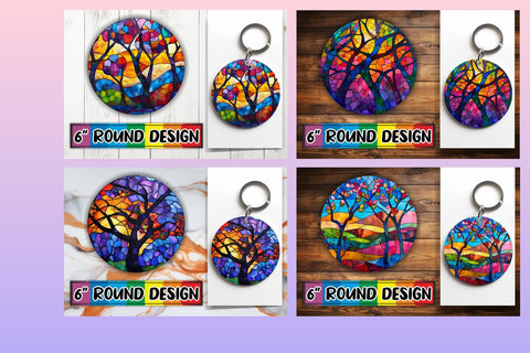 15x Keychain Round Design Sublimation , Stained Glass Sublimation afrosvg 