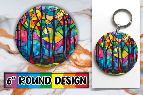 15x Keychain Round Design Sublimation , Stained Glass Sublimation afrosvg 