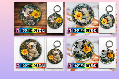15x Keychain Round Sublimation Design , Animals Sublimation afrosvg 