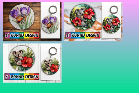 15x Keychain Round Sublimation Design , Animals Sublimation afrosvg 