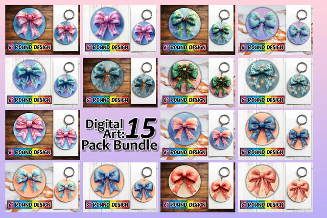 15x Keychain Round Sublimation Design , Christmas Sublimation afrosvg 