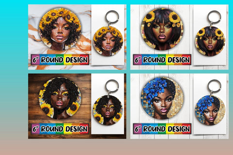 15x Keychain Round Sublimation Design , Woman Sublimation afrosvg 