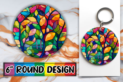 15x Keychain Round Sublimation Pack , Stained Glass Sublimation afrosvg 