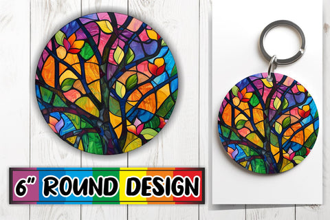 15x Keychain Round Sublimation Pack , Stained Glass Sublimation afrosvg 