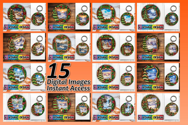 15x Keychain Sublimation Bundle Kit , Christmas Sublimation afrosvg 