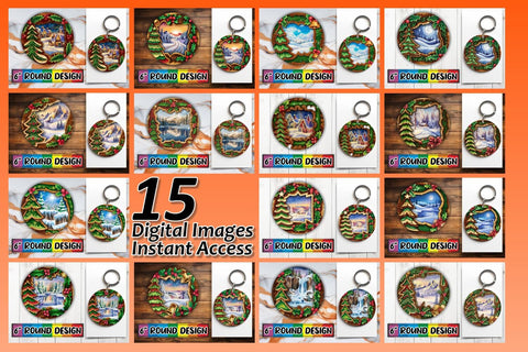 15x Keychain Sublimation Bundle Kit , Christmas Sublimation afrosvg 