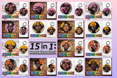 15x Keychain Sublimation Bundle Kit , Woman Sublimation afrosvg 