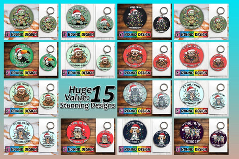 15x Keychain Sublimation Bundle Pack , Xmas Sublimation afrosvg 