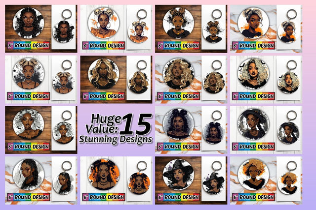 15x Keychain Sublimation Design Set , Halloween Sublimation afrosvg 