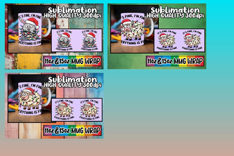 15x Mug Wrap Bundle 11oz 15oz , Xmas Sublimation afrosvg 