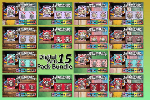 15x Mug Wrap Bundle 11oz 15oz , Xmas Sublimation afrosvg 