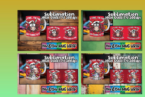 15x Mug Wrap Bundle 11oz 15oz , Xmas Sublimation afrosvg 
