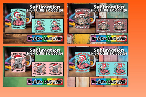 15x Mug Wrap Bundle 11oz 15oz , Xmas Sublimation afrosvg 