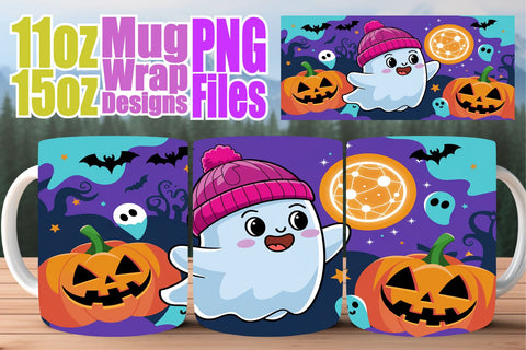 15x Mug Wrap Design Bundle , Ghost Sublimation afrosvg 