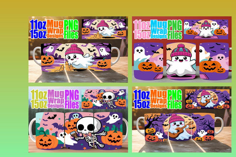 15x Mug Wrap Design Bundle , Ghost Sublimation afrosvg 
