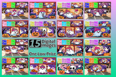 15x Mug Wrap Design Bundle , Ghost Sublimation afrosvg 