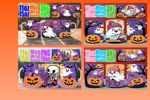 15x Mug Wrap Design Bundle , Ghost Sublimation afrosvg 