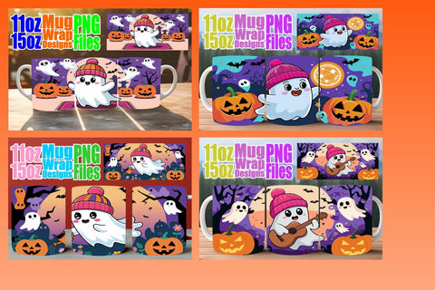 15x Mug Wrap Design Bundle , Ghost Sublimation afrosvg 