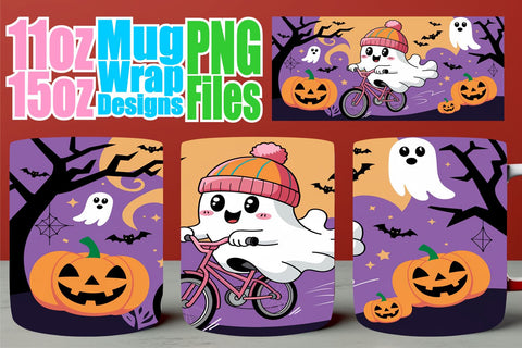 15x Mug Wrap Design Bundle , Ghost Sublimation afrosvg 