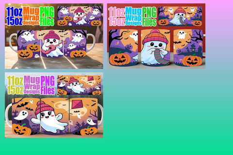 15x Mug Wrap Design Bundle , Ghost Sublimation afrosvg 