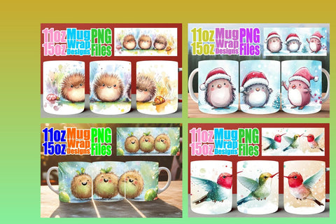 15x Mug Wrap Design Bundle , Holiday Sublimation afrosvg 
