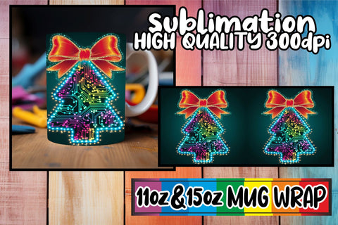 15x Mug Wrap Design Bundle , Neon Xmas Sublimation afrosvg 