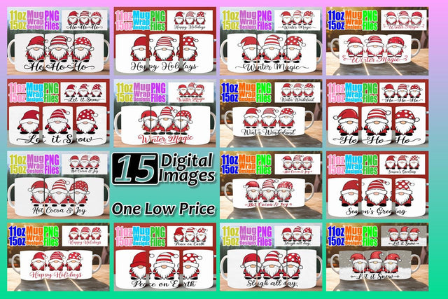 15x Mug Wrap Design , Xmas Sublimation afrosvg 