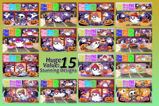 15x Mug Wrap Sublimation , Ghost Sublimation afrosvg 