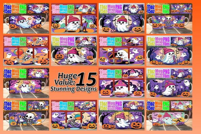 15x Mug Wrap Sublimation , Ghost Sublimation afrosvg 