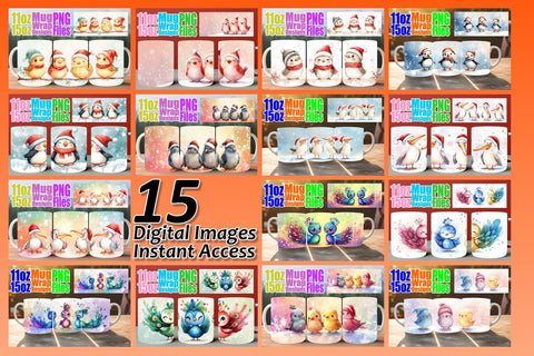 15x Mug Wrap Sublimation , Holiday Sublimation afrosvg 