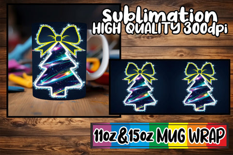 15x Mug Wrap Sublimation , Neon Xmas Sublimation afrosvg 