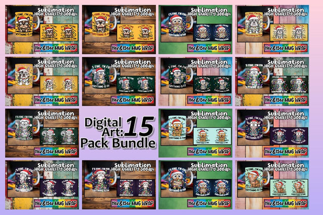 15x Mug Wrap Sublimation Set , Xmas Sublimation afrosvg 