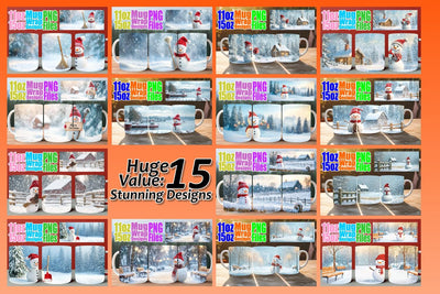 15x Mug Wrap Sublimation , Winter Sublimation afrosvg 