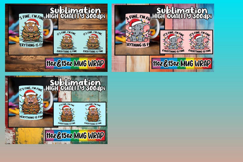 15x Mug Wrap Sublimation , Xmas Sublimation afrosvg 