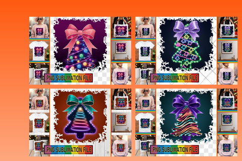 15x PNG Bundle Collection Set , Neon Xmas Sublimation afrosvg 