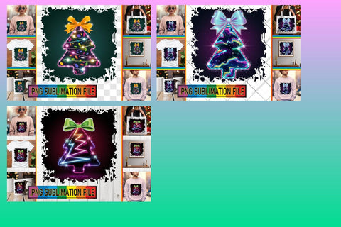 15x PNG Bundle Collection Set , Neon Xmas Sublimation afrosvg 