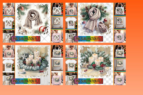 15x PNG Bundle Design Kit , Christmas Sublimation afrosvg 