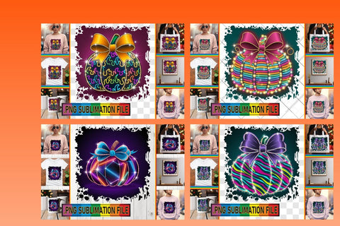 15x PNG Bundle Design Kit , Neon Fall Sublimation afrosvg 