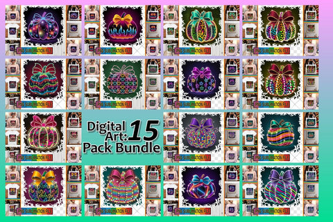 15x PNG Bundle Design Kit , Neon Fall Sublimation afrosvg 