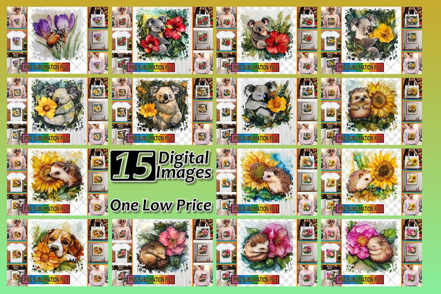 15x PNG Bundle Designs , Animals Sublimation afrosvg 