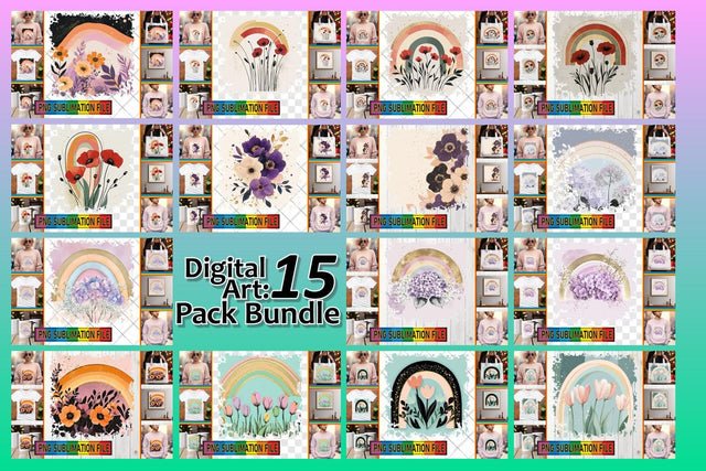15x PNG Bundle of Design Sets , Flower Sublimation afrosvg 
