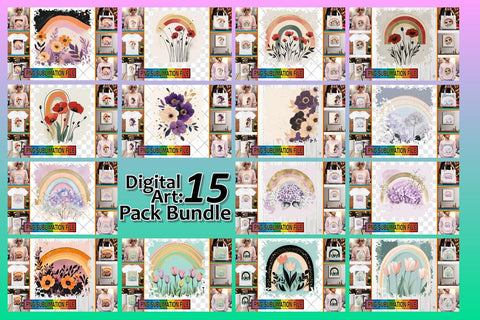 15x PNG Bundle of Design Sets , Flower Sublimation afrosvg 