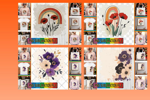 15x PNG Bundle of Design Sets , Flower Sublimation afrosvg 