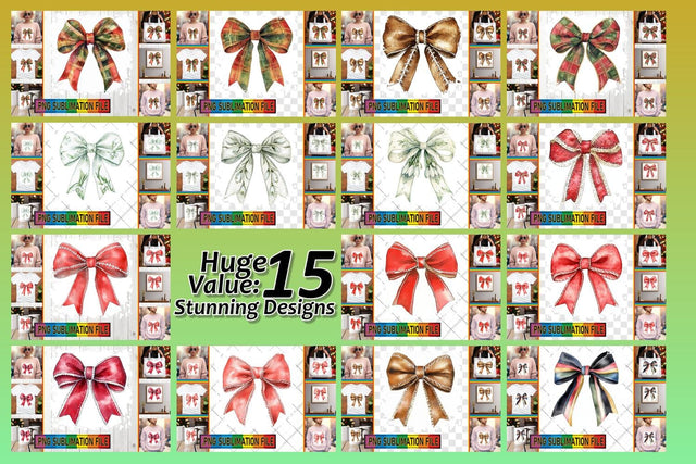 15x PNG Bundle of Designs , Bow Sublimation afrosvg 